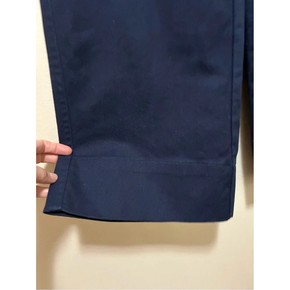 J Crew Officer Patch Pocket Wide Leg Pants in navy blue stretch twill size 2 t